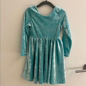 Ollie Jay Crushed Velvet Twirl Dress in Teal - Size 4T